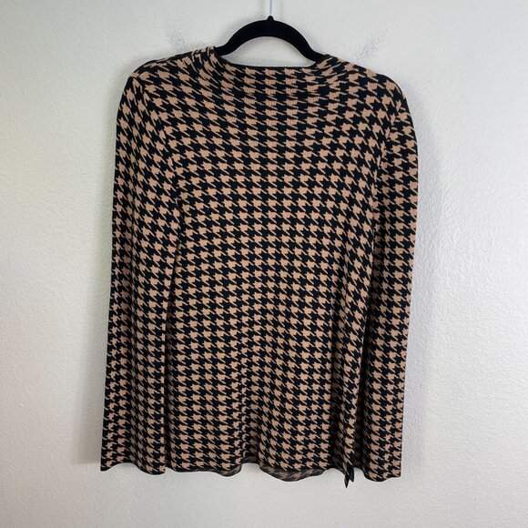 Ann Taylor Womens Small Petite Brown Black Houndstooth Mock Neck Sweater - Picture 9 of 10